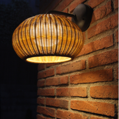 Wandleuchte Garota A/01 Outdoor - Ausführung: Braun / Schirm: Braun